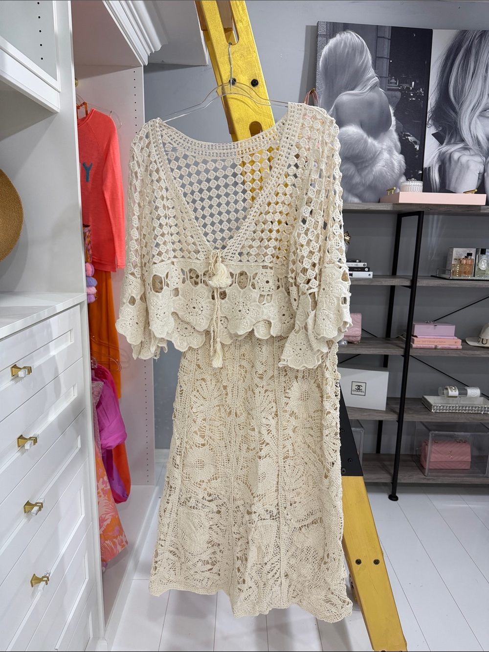 Chicwish Cream Crochet Lace Maxi Skirt